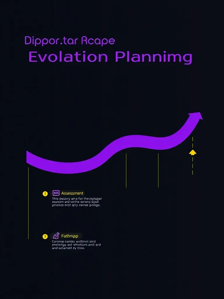 A roadmap graphic depicting the stages of technology evolution planning, from initial assessment to implementation and ongoing optimization, showcasing a clear path to sustainable growth.