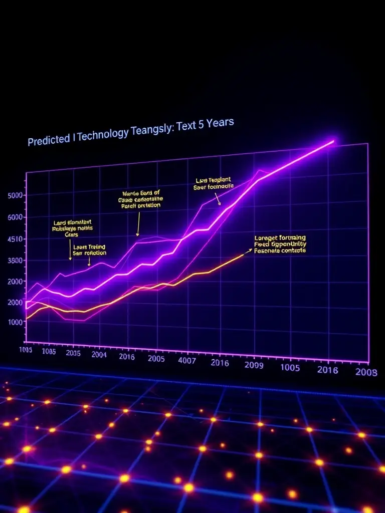 A graph showing predicted technology trends and mutations over the next five years, highlighting key areas of potential disruption and opportunity for businesses.