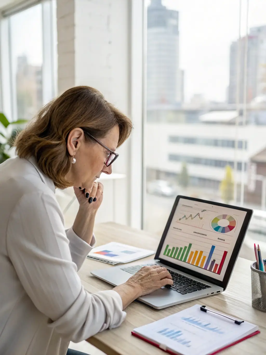 A professional image of a consultant analyzing data on a holographic display, representing expert consulting services. The image should convey expertise and professionalism.