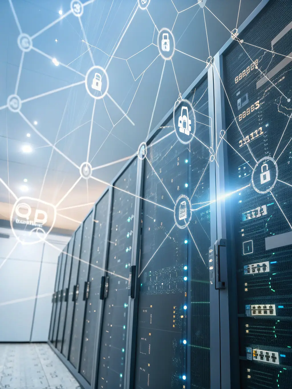 A visual representation of a secure network, emphasizing data protection and cybersecurity measures implemented through BONIOUKTECH LTD's consulting services.